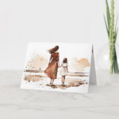 Carte Peinture Plage Mère Et Fille (Devant)