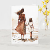 Carte Peinture Plage Mère Et Fille (Fleur jaune)