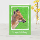 Carte Peinture Red Fox - Art original de la faune (Fleur jaune)