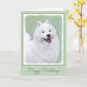 Carte Peinture Samoyed - Cute Original Chien Art (Fleur jaune)