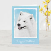 Carte Peinture Samoyed - Cute Original Chien Art (Fleur jaune)