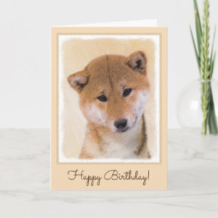 Carte Peinture Shiba Inu (Rouge) - Art Chien original