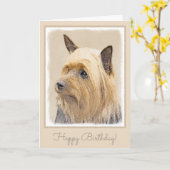 Carte Peinture Silky Terrier - Cute Original Chien Art (Fleur jaune)