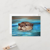 Carte Peinture sur la loutre de rivière (Devant/Arrière en situation)