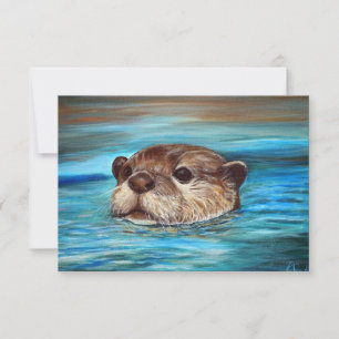 Carte Peinture sur la loutre de rivière