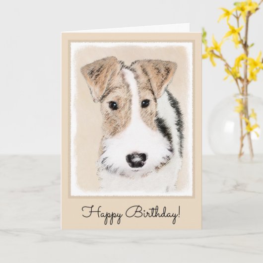 Carte Peinture Terrier de Renard de fil - Cute Original (Fleur jaune)