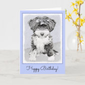 Carte Peinture Tibétaine Terrier - Cute Original Chien A (Fleur jaune)