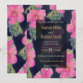 Carte Peinture tropicale bleu rose Hibiscus (Devant / Derrière)