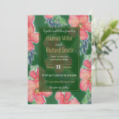 Carte Peinture tropicale vert Hibiscus rose (Debout devant)