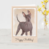 Carte Peinture Xoloitzcuintli - Beau art original de chi (Fleur jaune)