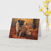 Carte Pekingese à l'automne Feuilles automne Inspire (Fleur jaune)