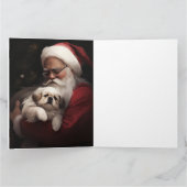 Carte Pekingese avec le Père Noël Festif Noël (Intérieur)