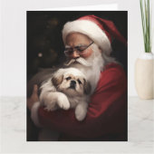 Carte Pekingese avec le Père Noël Festif Noël (Devant)