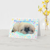Carte Pekingese Bubble Happy (Fleur jaune)