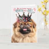 Carte Pekingese Dog Queen pour une journée d'anniversair (Fleur jaune)
