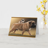 Carte Pekingese et Bullmastiff (Fleur jaune)