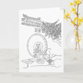 Carte Pekingese Moon Gate (Fleur jaune)