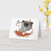 Carte Pékinois Halloween (Fleur jaune)