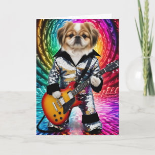 Carte Pékinois Rock Star Amusant