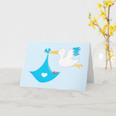 Carte Pélican Avec Un Bébé Garçon De Joy Blue (Fleur jaune)