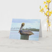 Carte Pélican Brown et palmiers (Fleur jaune)