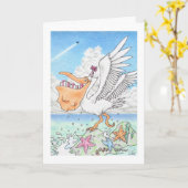 Carte Pélican d'anniversaire (Fleur jaune)