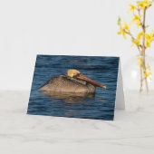 Carte Pélican reposant dans l'eau (Fleur jaune)