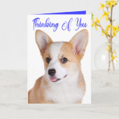 Carte Pembroke Corgi Chien Pensant À Vous (Fleur jaune)