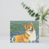 Carte Pembroke Welsh Corgi au Texas Bluebonnets (Debout devant)