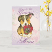 Carte Pembroke Welsh Corgi Heart Mom (Fleur jaune)