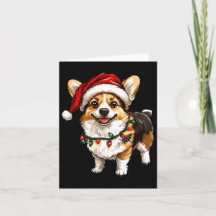 Carte Pembroke Welsh Corgi Père Noël Lumières des arbres