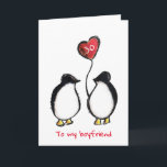 Carte Penguin 30th birthday or any age boyfriend card<br><div class="desc">Carte de manchot de petit ami personnalisée à 30e anniversaire. La carte romantique et illustrée parfaite pour un homme ou une femme à leur petit ami à l'âge de trente ans. Les messages à l'avant et à l'intérieur peuvent être personnalisés selon les besoins et l'âge indiqué peut également être modifié....</div>