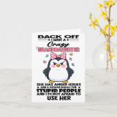 Carte Penguin Back Off I Have A Crazy Granddaughter She (Fleur jaune)