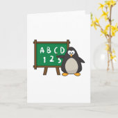 Carte Penguin comme enseignant avec tableau noir (Fleur jaune)