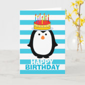 Carte Penguin d'anniversaire (Fleur jaune)