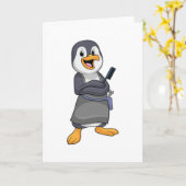 Carte Penguin en coiffure avec peigne (Fleur jaune)