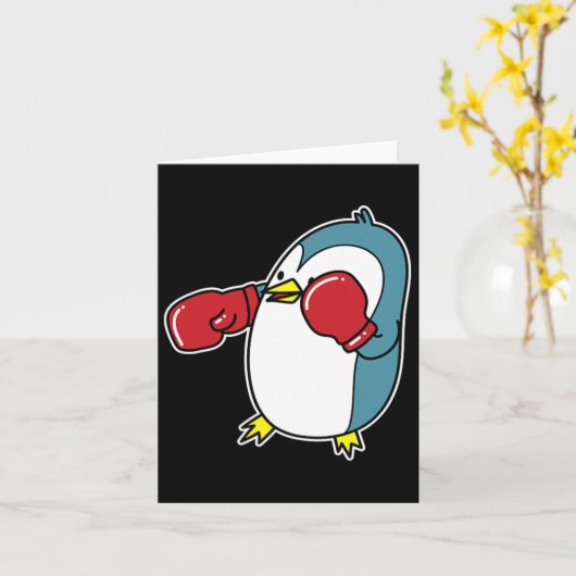 Carte Penguin fait la boxe (Fleur jaune)