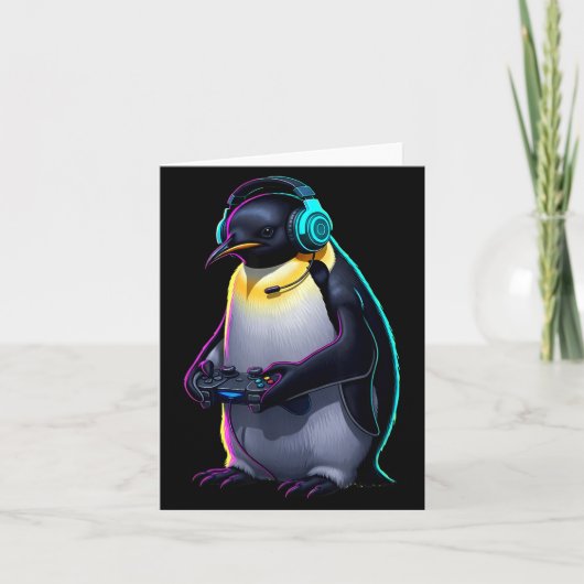 Carte Penguin Gaming Animal Video Games Funny Penguin (Devant)