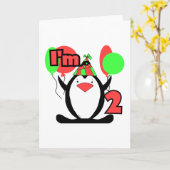 Carte Penguin Je suis deux t-shirts et cadeaux (Fleur jaune)