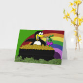 Carte Penguin, Leprechaun, Or et Arc-en-ciel (Fleur jaune)