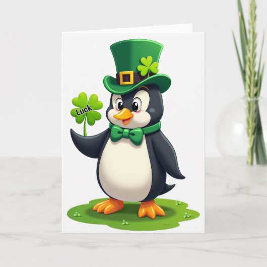 Carte Penguin Shamrock Luck Art Card (Devant)