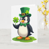 Carte Penguin Shamrock Luck Art Card (Fleur jaune)