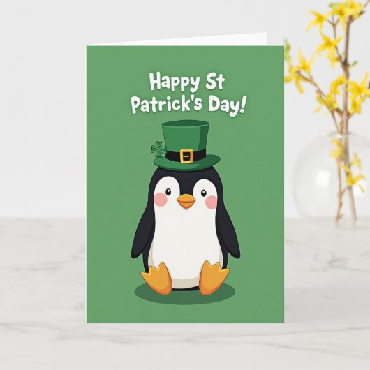 Carte Penguin St Patricks Day Card (Fleur jaune)