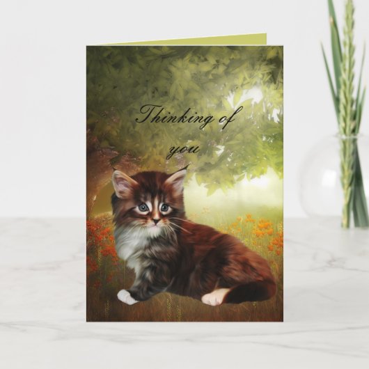 Carte "Pensant à toi" Chat Chaton (Devant)