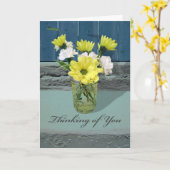 Carte Pensant à vous, à des oeillets et à des (Fleur jaune)