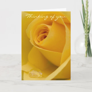 Carte - pensant à vous rose jaune avec la pluie