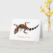 Carte Pense à toi ! Cute GECKO - Conservation - Nature (Fleur jaune)