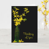 Carte Pensée à vous bouquet de forsythia (Fleur jaune)