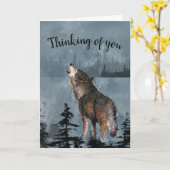 Carte Pensée à vous lune inspirée de loup d'hurlement (Fleur jaune)