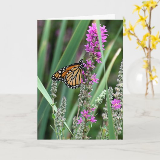 Carte pensée à vous papillon de monarque (Fleur jaune)